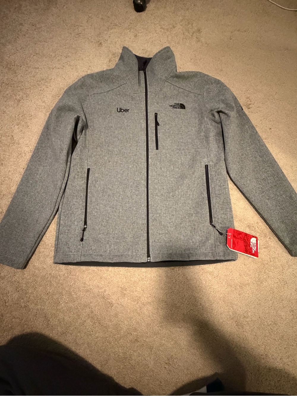 The North Face Men's Gray Softshell Jacket with Uber Embroidery